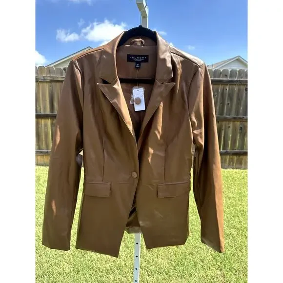 Laundry by Shelli Segal Pleather Brown Jacket Size Medium - Picture 1 of 5